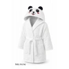 Sevimli Panda Nakışlı Beyaz Pamuklu Kapşonlu Çocuk Bornozu