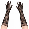 Siyah Uzun Gül Desenli Dantel Kadın Eldiveni