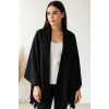 Softiva Polar Omuz Şalı 70x180 cm Unisex Kışlık Şal Siyah
