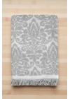 2 Parça Jakarlı Banyo Havlu Takımı %100 Pamuklu 90x150 Cm Arden Gri