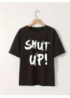 20/1 Penye Compack Baskılı Oversize Bisiklet Yaka m Kısa Kol Yazlık T-shirt - Siyah -