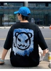 20/1 Penye Compack Bisiklet Yaka Kore tarzı sevimli ayı baskı Kısa Kol   t-shirt - Siyah -