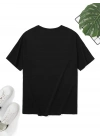 20/1 Penye Compack Uçak Baskılı Oversize Bisiklet Yaka Kısa Kol T-shirt - Siyah -