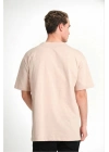 24/1 Düz A Kalite Oversize T-shirt - Bej -