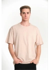 24/1 Düz A Kalite Oversize T-shirt - Bej -