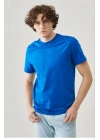 24/1 Düz A Kalite Oversize T-shirt - Mavi -