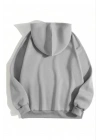 3 İplik Pamuklu   Kapşonlu Sweetshirt - Gri -