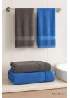 4 Parça Banyo Havlu Takımı %100 Pamuklu Dry Antrasit Mavi