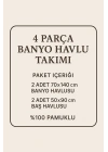 4 Parça Banyo Havlu Takımı %100 Pamuklu Dry Antrasit Mavi