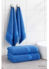4 Parça Ekonomik Banyo Havlu Takımı %100 Pamuklu Quickdry Mavi Mavi