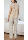 Bicomi Çiçek Deseni V Yaka Pijama Takımı