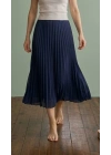 Bicomi 90 cm Belden Lastikli Saten Pliseli Kurtarıcı Midi Etek – Her Mevsime Uygun Zarif Şıklık