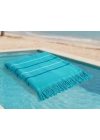 Hızlı Kuruyan, Yer Kaplamayan %100 Pamuklu Turkuaz Waves Plaj Peştemali