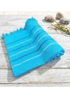 Hızlı Kuruyan, Yer Kaplamayan %100 Pamuklu Turkuaz Waves Plaj Peştemali