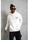 98 Baskılı Kapşonlu Sweat - Beyaz -