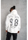 98 Baskılı Kapşonlu Sweat - Beyaz -
