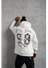 98 Baskılı Kapşonlu Sweat - Beyaz -
