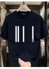 AICG Ön Arka Baskılı Bisiklet Yaka   Oversize Bisiklet Yaka T-shirt - Siyah -