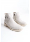 ALMILA Fermuarlı Lastikli Ortopedik Taban Topuklu Kadın Bot  CKT - Krem