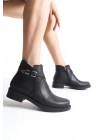 ALMILA Fermuarlı Lastikli Ortopedik Taban Topuklu Kadın Bot CST - Siyah