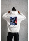 Astronot Baskılı Kapüşonlu Sweat - Beyaz -