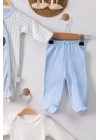 Ayıcık Nakışlı Tulumlu % 100 Pamuk Erkek Bebek 5li Set