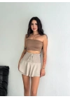 Ayrobin Şortlu Etek - Bej -