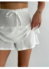 Ayrobin Şortlu Etek - Beyaz -