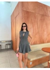 Bağcık detaylı Kolsuz Mini Elbise - Antrasit -