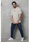 Basic Bisiklet Yaka Oversize T-Shirt - Gri -