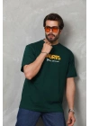 Basic Bisiklet Yaka Oversize T-Shirt - Yeşil -
