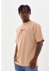 Baskılı Oversize T-Shirt - Bej -