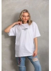 Baskılı Oversize T-Shirt - Beyaz -