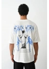 Baskılı Oversize T-Shirt - Beyaz -