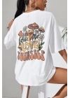 Baskılı Oversize T-Shirt - Beyaz -