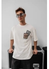 Baskılı Oversize T-shirt - Beyaz -