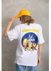 Baskılı Oversize T-Shirt - Beyaz -