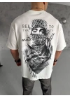 Baskılı Oversize T-Shirt - Beyaz -