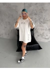 Baskılı Oversize T-Shirt - Beyaz -