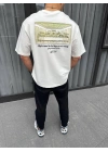 Baskılı Oversize T-Shirt - Beyaz -