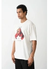 Baskılı Oversize T-Shirt - Beyaz -