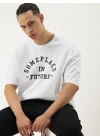 Baskılı Oversize T-shirt - Beyaz -