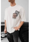 Baskılı Oversize T-shirt - Beyaz -