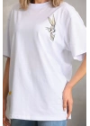 Baskılı Oversize T-Shirt - Beyaz -