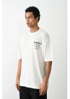 Baskılı Oversize T-Shirt - Beyaz
