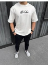 Baskılı Oversize T-Shirt - Beyaz -