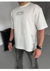 Baskılı Oversize T-Shirt - Beyaz -