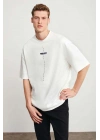Baskılı Oversize T-Shirt - Beyaz -