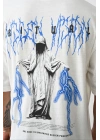 Baskılı Oversize T-Shirt - Beyaz -