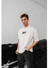 Baskılı Oversize T-shirt - Beyaz -